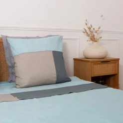 Drap plat coton TRIO - bleu