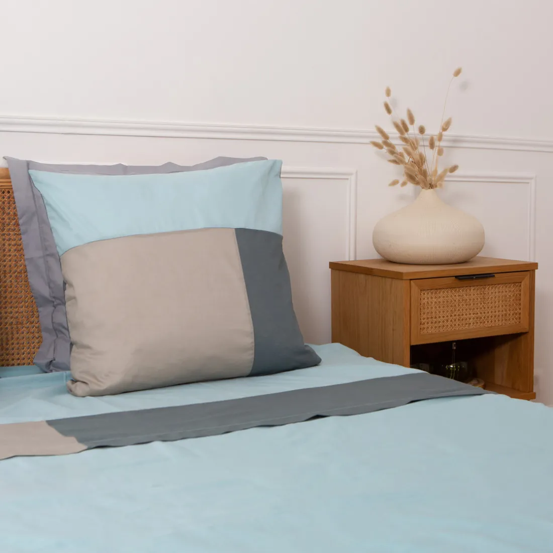 Drap plat coton TRIO - bleu