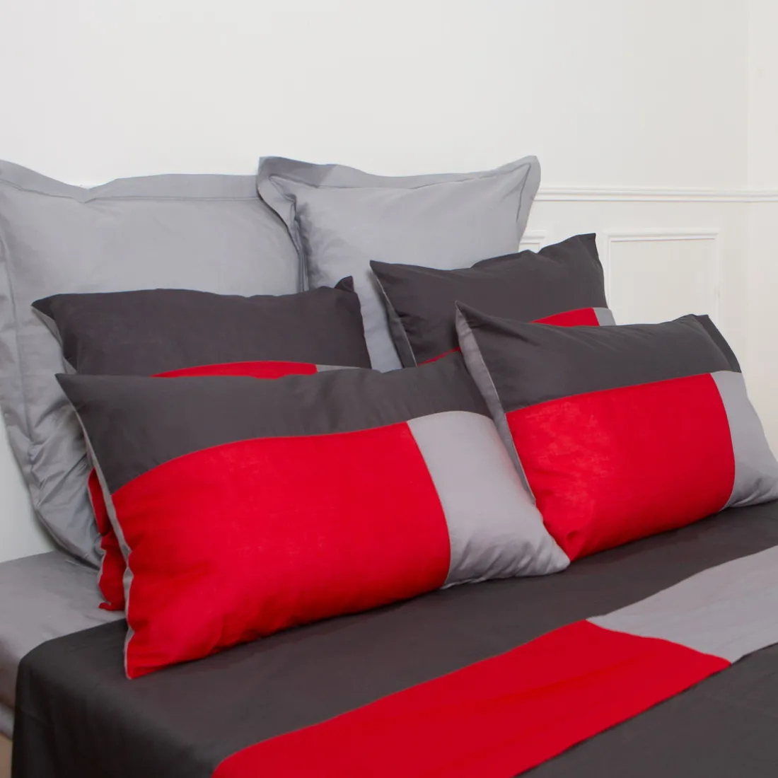 Drap plat coton TRIO - rouge
