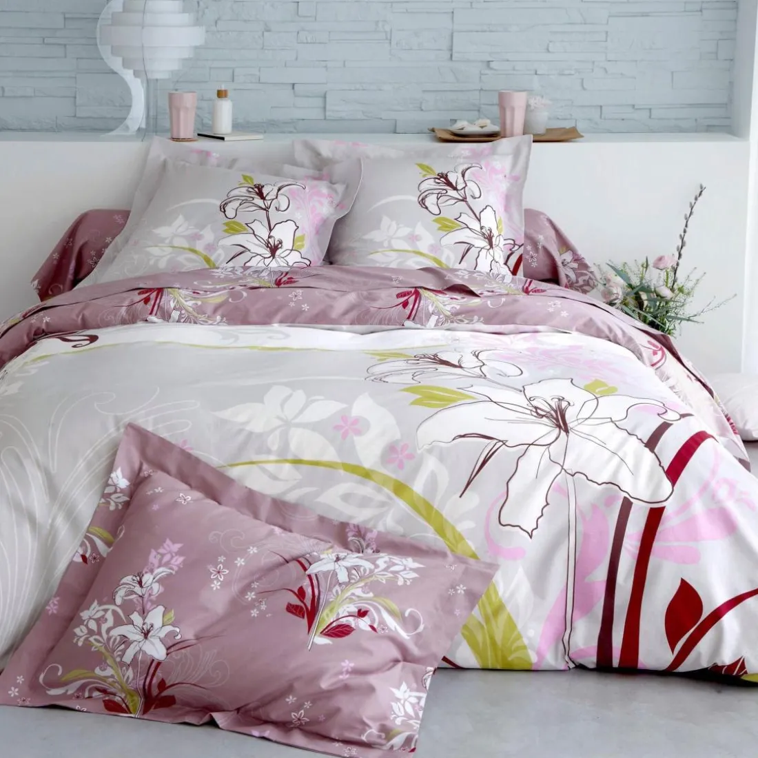 Drap plat en coton JOELY violet parme