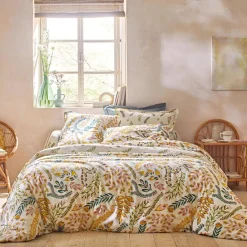 Drap plat en coton motifs imprimés PAULINE beige