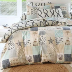 Drap plat en coton OCEAN WAVES beige