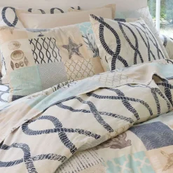 Drap plat en coton OCEAN WAVES beige