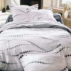 Drap plat en coton ONDES à pois blanc