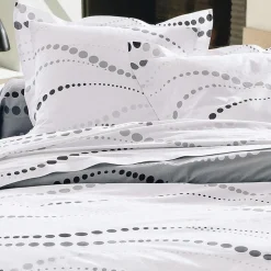 Drap plat en coton ONDES à pois blanc