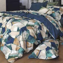 Drap plat en coton VITRAUX bleu foncé