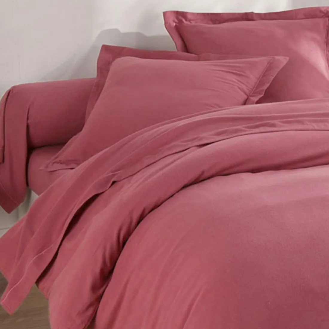 Drap plat en flanelle LAUREAT framboise