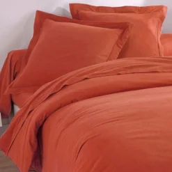 Drap plat en flanelle LAUREAT terracotta