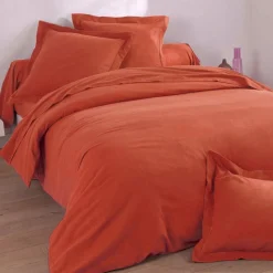Drap plat en flanelle LAUREAT terracotta