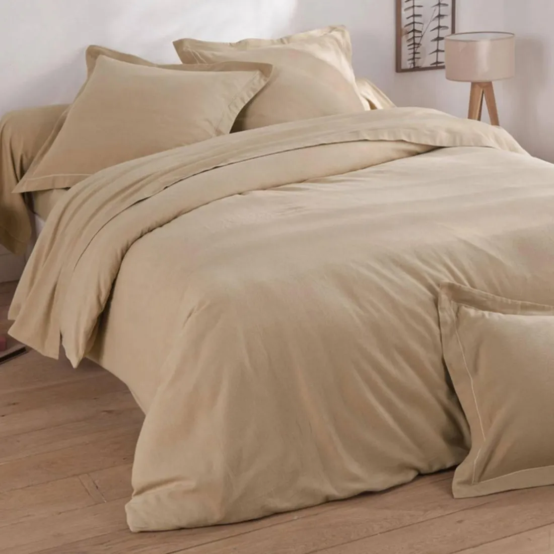 Drap plat en flanelle LAUREAT beige