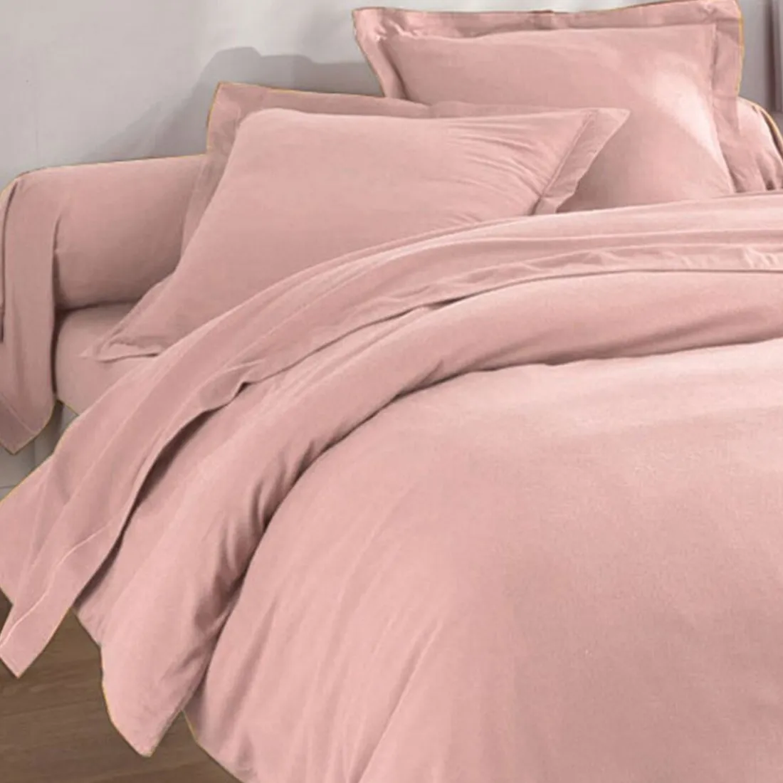 Drap plat en FLANELLE UNI Laureat rose poudre