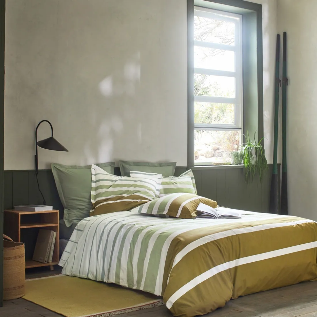Drap plat en percale de coton GRAND LARGE Kaki