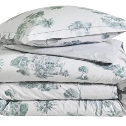 Drap plat en percale de coton PROMENADE Sauge