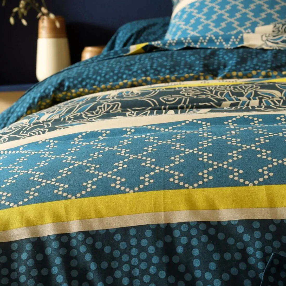 Drap plat en polycoton CUZCO bleu
