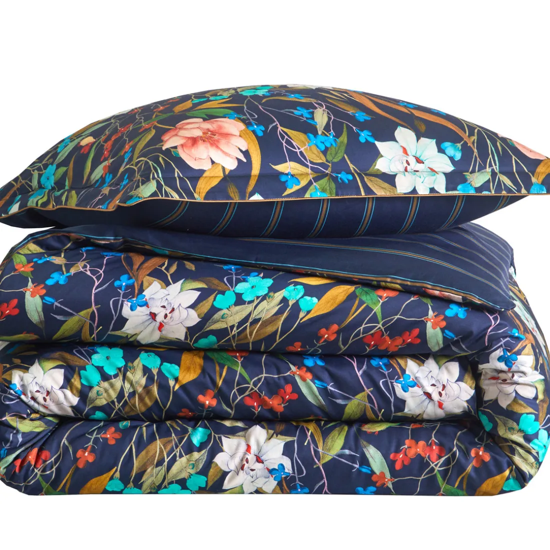 Drap plat en satin coton GIARDINO Nuit