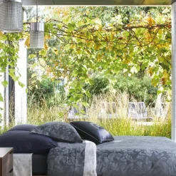 Drap plat en satin de coton GINGKO Bleu Corinthe