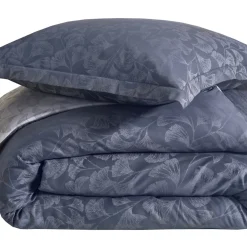 Drap plat en satin de coton GINGKO Bleu Corinthe