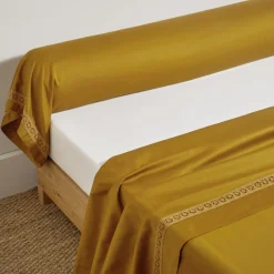 Drap plat en satin de coton HERITAGE Ambre