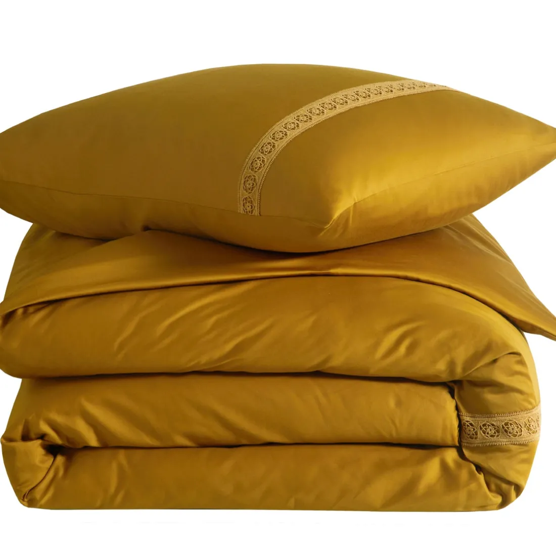 Drap plat en satin de coton HERITAGE Ambre