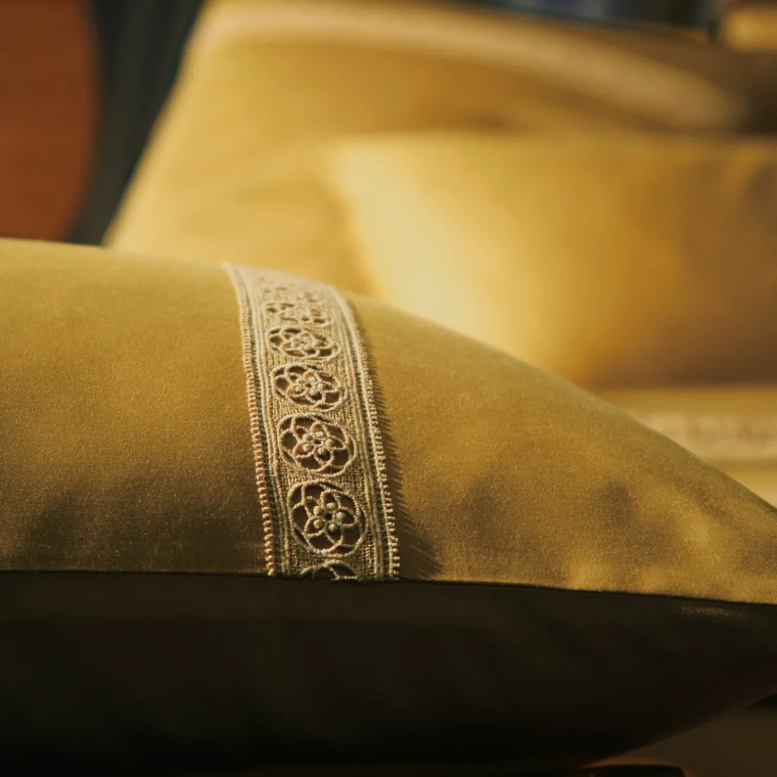 Drap plat en satin de coton HERITAGE Ambre