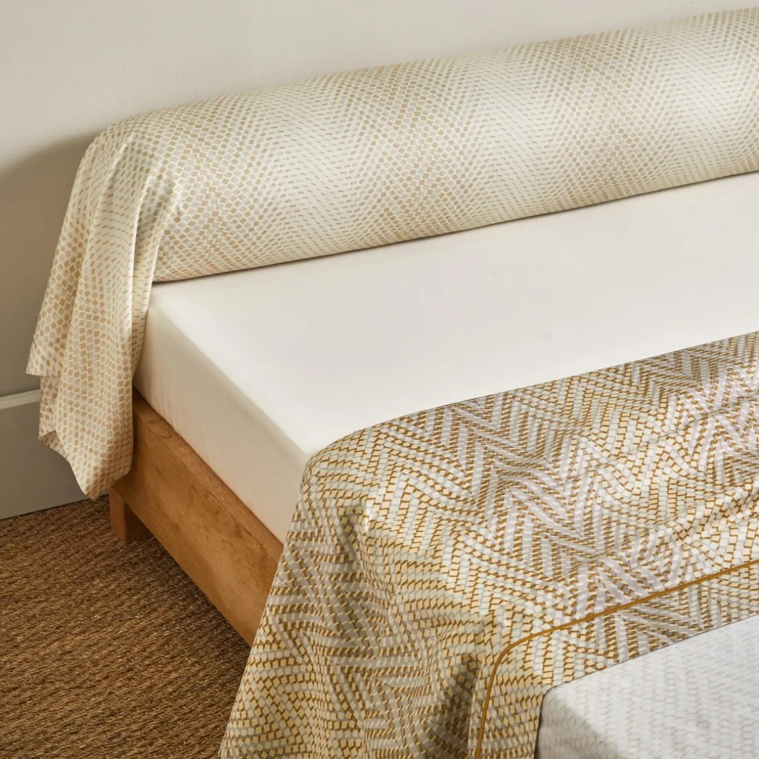 Drap plat en satin de coton GRAVITY Dune