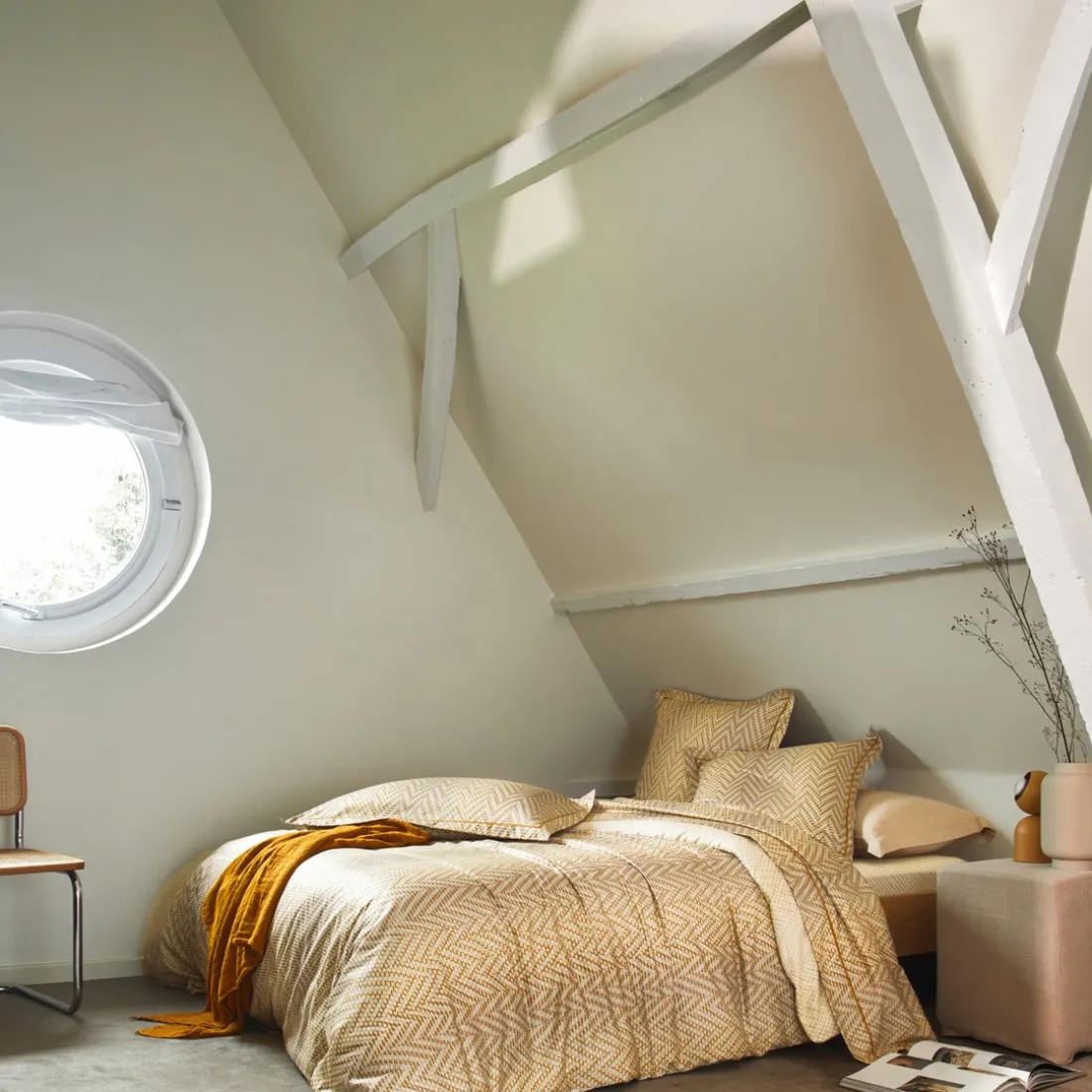 Drap plat en satin de coton GRAVITY Dune