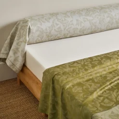 Drap plat en satin de coton GINGKO olive
