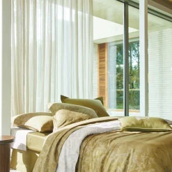 Drap plat en satin de coton GINGKO olive