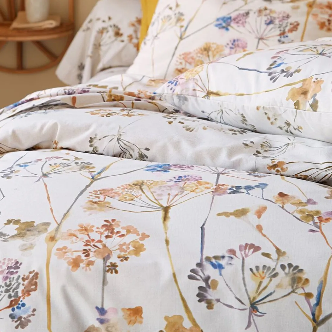 Drap plat FLEURAISON fleurs sauvages beige