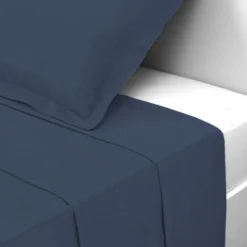 Drap plat Gaze de coton TERTIO® - Bleu Indigo
