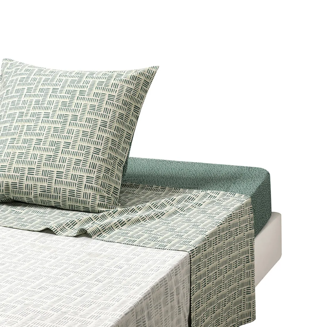Drap plat imprimé en bambou, GABRIEL ,Vert