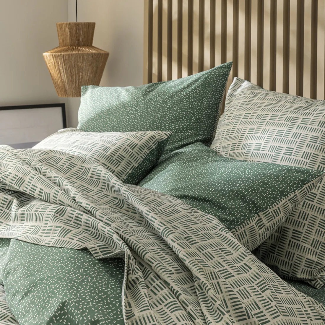 Drap plat imprimé en bambou, GABRIEL ,Vert