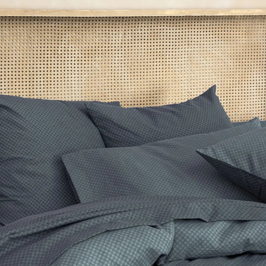 Drap plat imprimée en microfibre, ALBAN ,Bleu