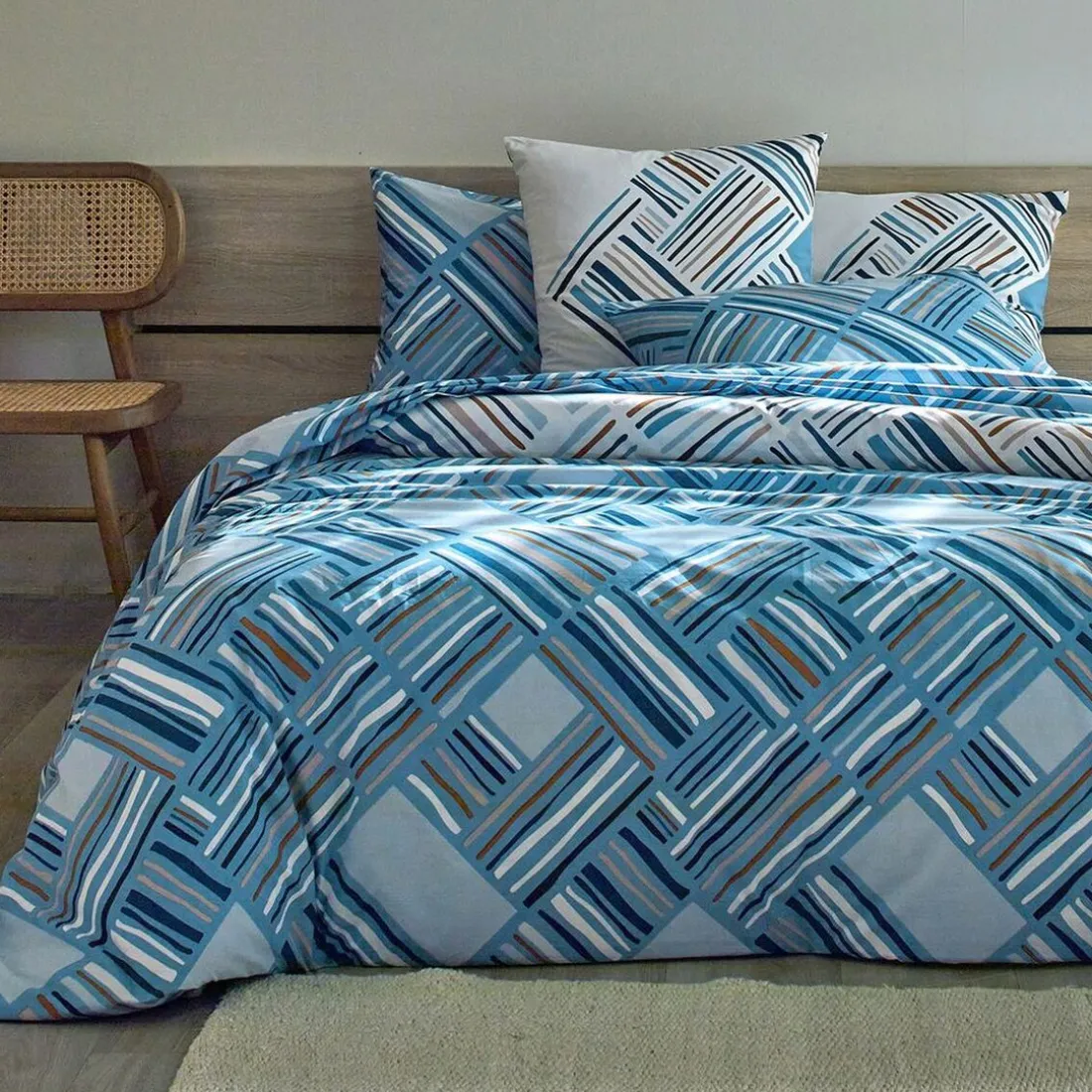 Drap plat LIVIO - Bleu grisé