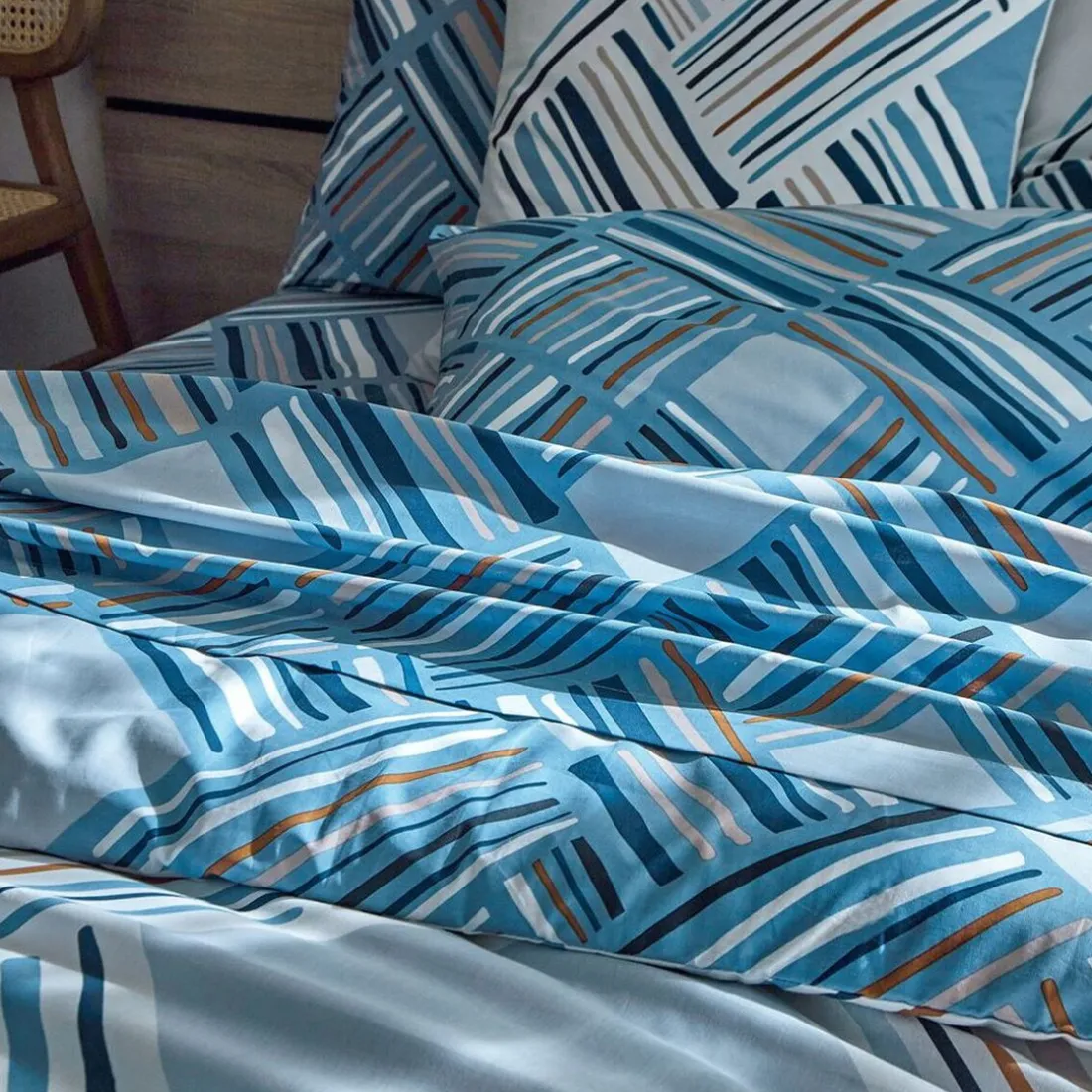 Drap plat LIVIO - Bleu grisé