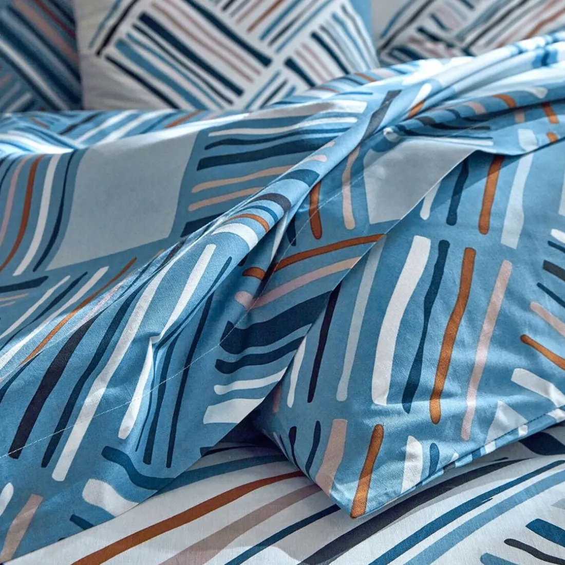 Drap plat LIVIO - Bleu grisé