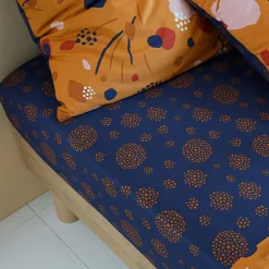 Drap plat MELBA jaune ocre en coton