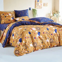 Drap plat MELBA jaune ocre en coton