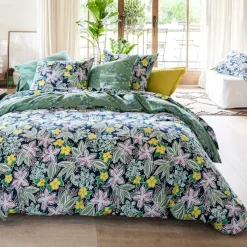 Drap plat motif fleurs CUEILLETTE multicolore