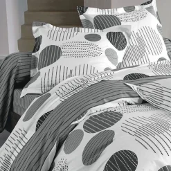 Drap Plat Pastille Rayées-gris