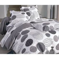 Drap Plat Pastille Rayées-gris