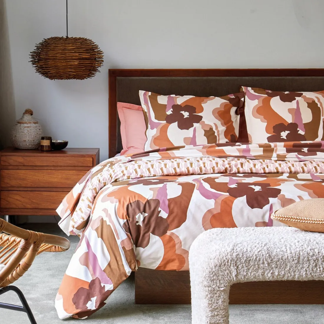Drap plat percale POP TERRA COTA