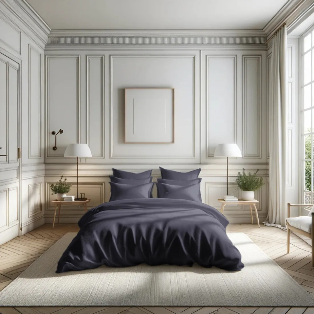 Drap plat percale coton TERTIO® - anthracite