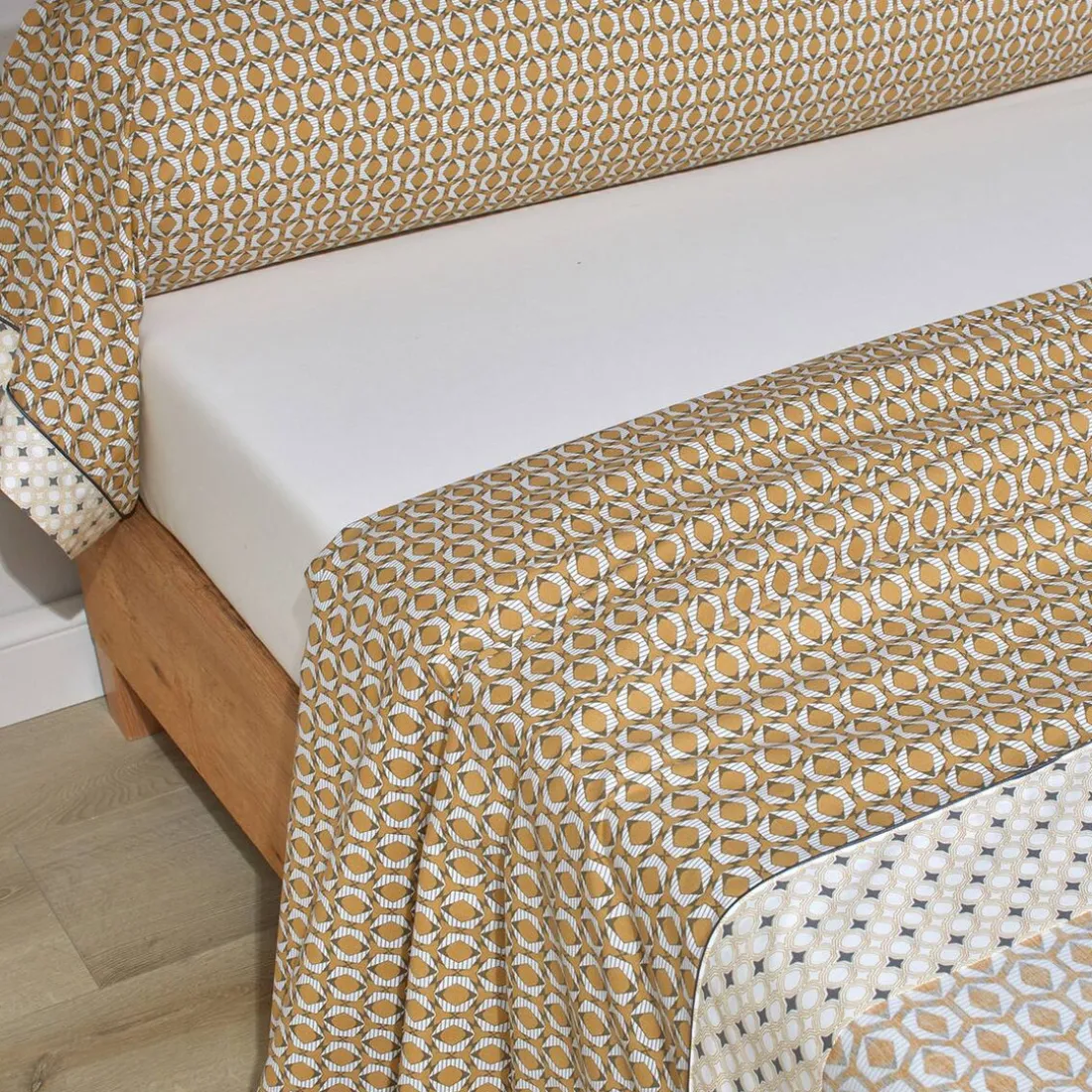Drap plat percale DANDY Ocre