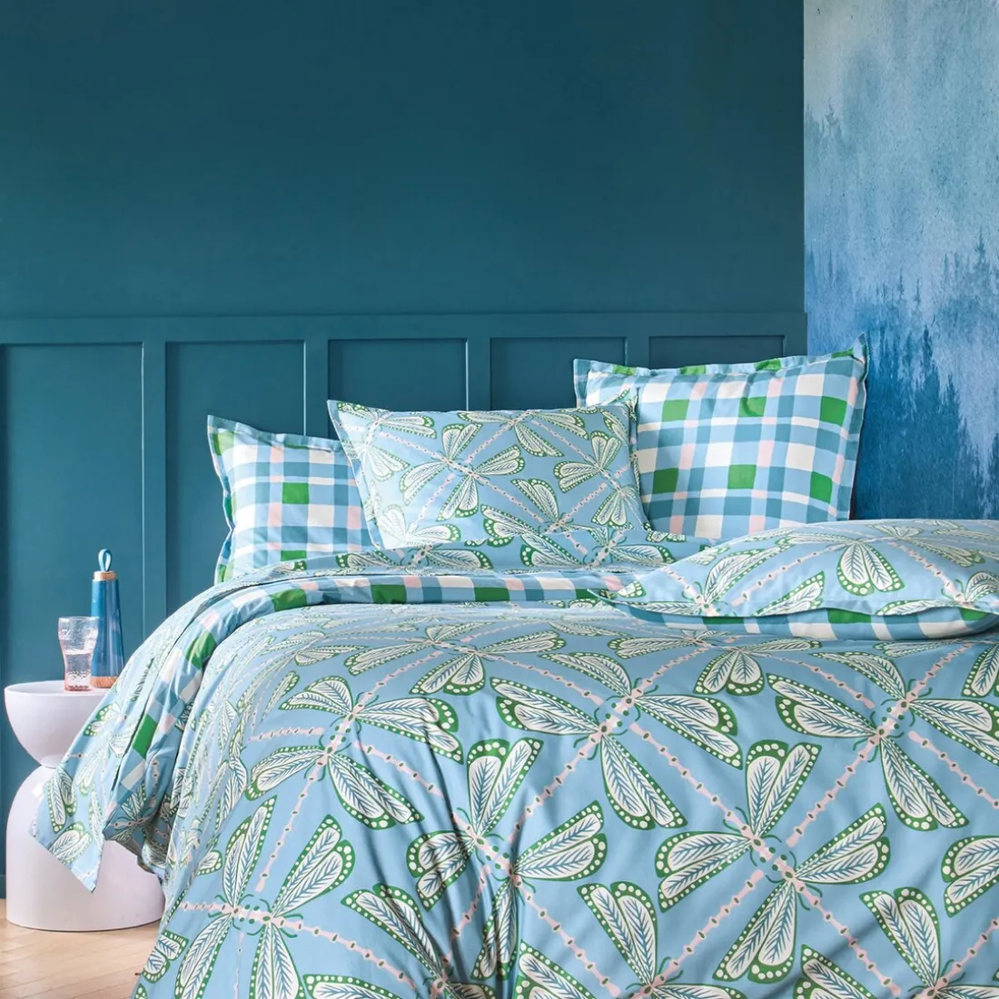 Drap plat percale LILLY Bleu