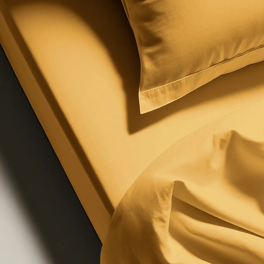 Drap plat polycoton TERTIO® - Jaune Moutarde