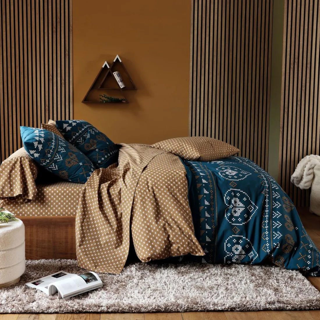 Drap plat RECIT D'HIVER-bleu