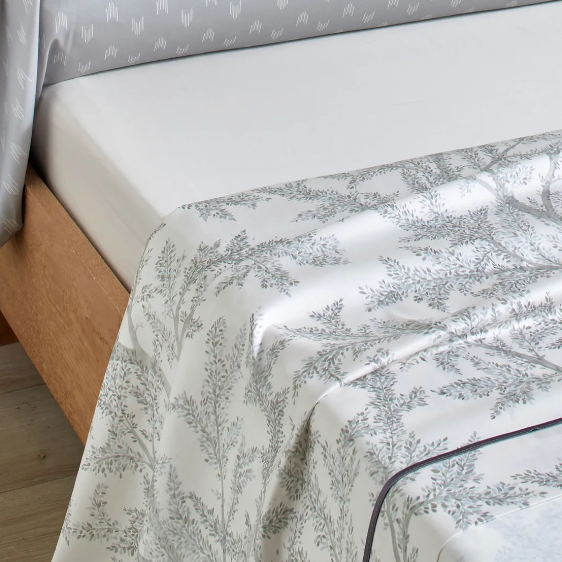 Drap plat satin BROCELIANDE-Brume