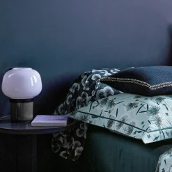 Drap plat satin FLOREA Bleu céleste