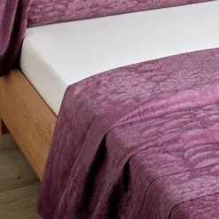 Drap plat satin jacquard CANOPEE-Prune